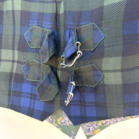Vintage Anne Pinkerton Scottie Dog Novelty Print Vest Green Waistcoat Small Silk - Picture 8 of 12